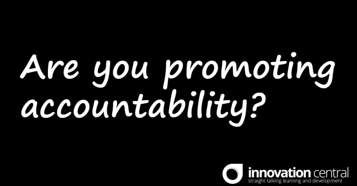 Promoting accountability in the workplace, question posed asks reader 'are they promoting accountability?'