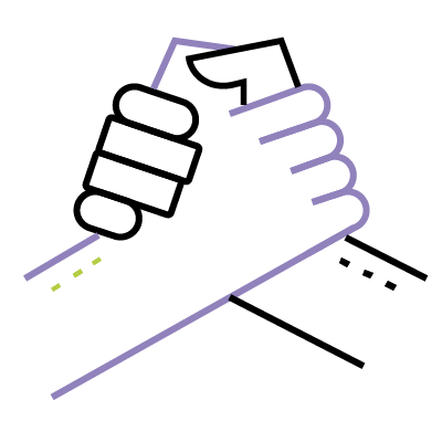 Icon show two hands clasped together to show the requirement to monitor collaboration activity when reveiwing organisational culture